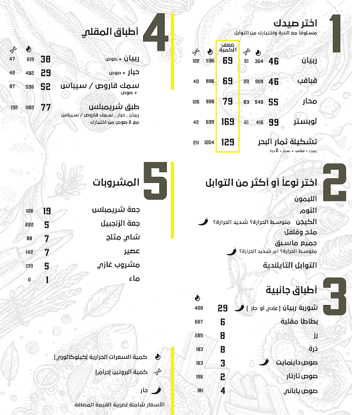 منيو مطعم شريمبلس في جدة